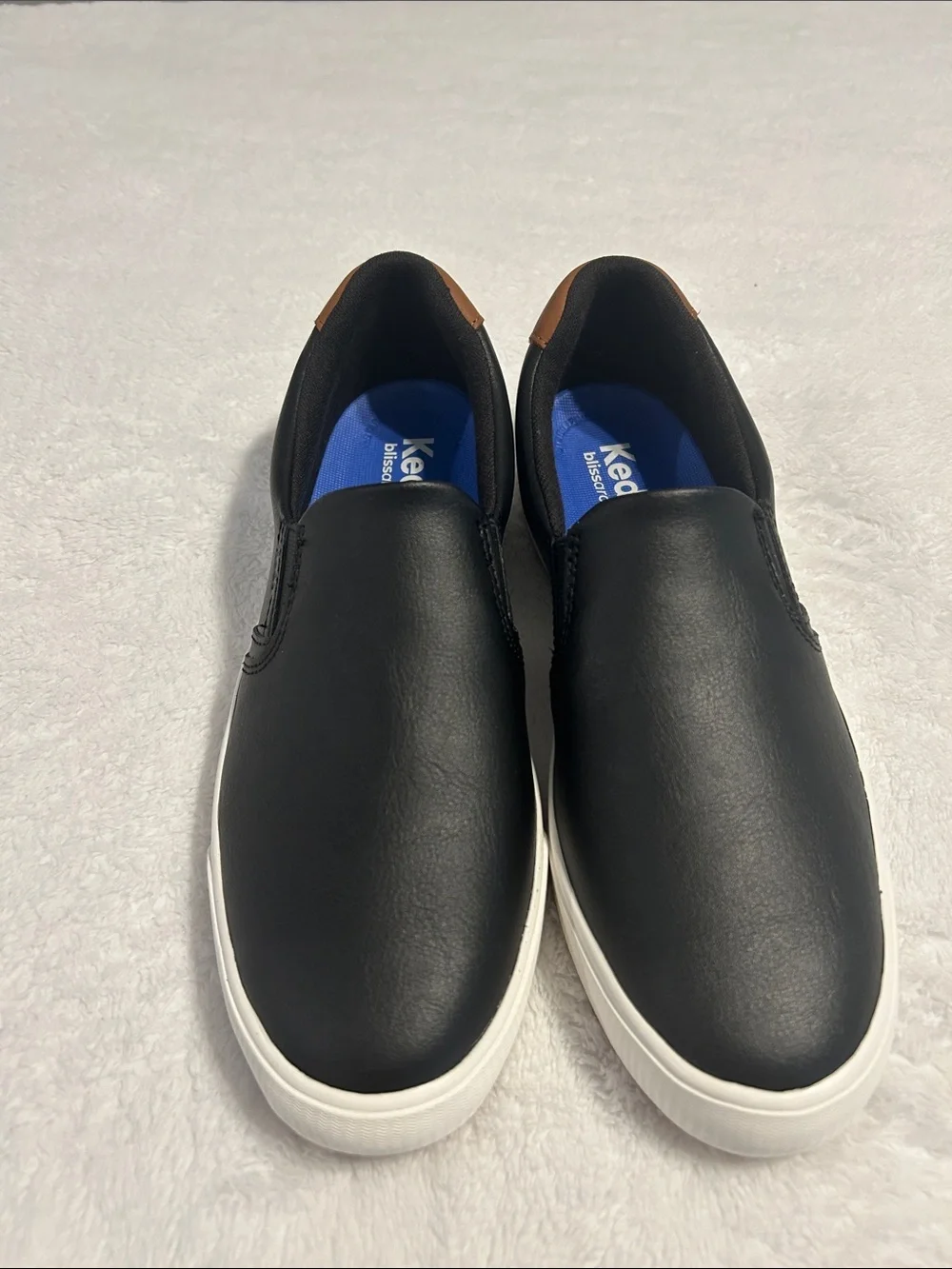 Keds woman Black Slip-On Leather Loafers with Brown Heel Accent. Size 7.5 M - Picture 3 of 12
